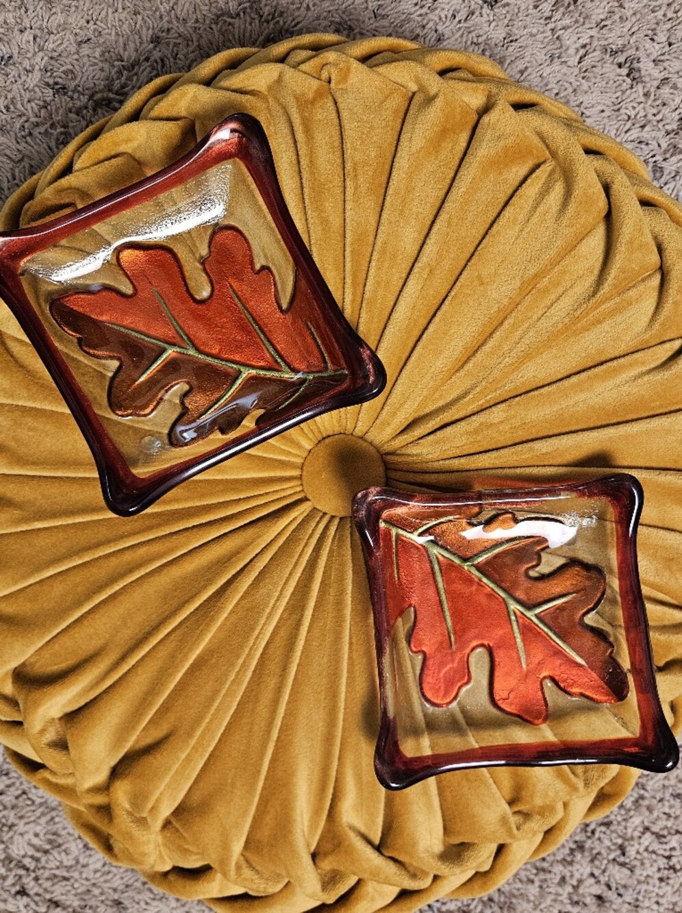 Lori Siebert For Silvestri Glass Fusion FALL LEAF Bowls Dish